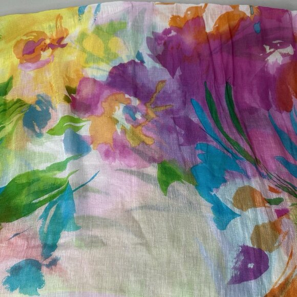 Lauren Ralph Lauren Watercolor Scarf Floral Square Viscose Colorful - Picture 6 of 7